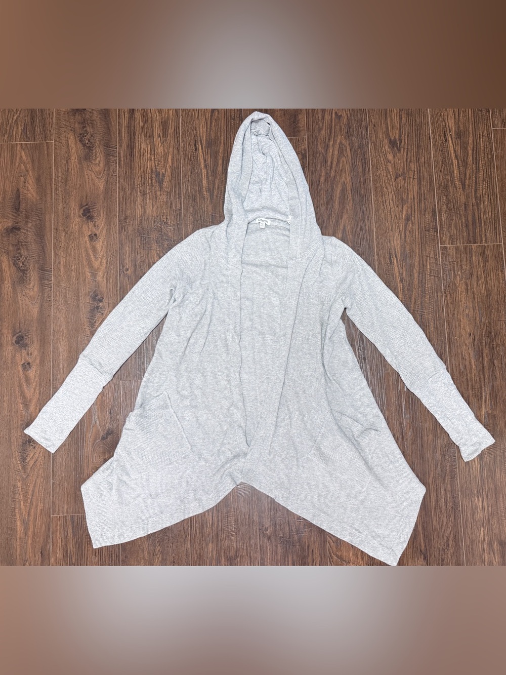 SPLENDID GRAY WAFFLE CARDIGAN HOODED JACKET